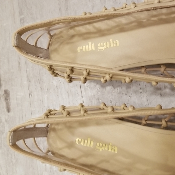 💕CULT GAIA💕 Kenny Pump Mule ~ Pointed Toe Basket Weave Leather Sand EU 41 NWT - Picture 11 of 16